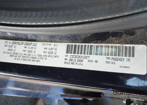 2012 Chrysler 200 Limited from USA, damaged, VIN 1C3CCBCG9CN122277